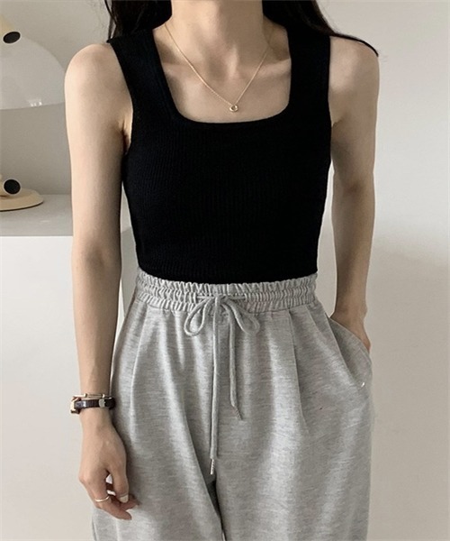 FREE STYLISTS(フリー スタイリスト)の「ノースリーブ リブニットタンクトップ(タンクトップ・レディース・グレー/ベージュ/ピンク/ホワイト/ブラック/カーキ・FREE)」の17枚目の写真