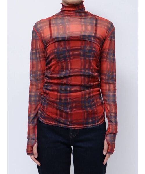 jouetie（ジュエティ）の「チェックパターンギャザーシアートップス（Tシャツ/カットソー・レディース・グリーン/レッド・MEDIUM）」の20枚目の写真