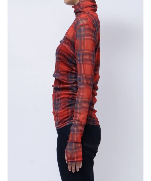 jouetie（ジュエティ）の「チェックパターンギャザーシアートップス（Tシャツ/カットソー・レディース・グリーン/レッド・MEDIUM）」の10枚目の写真