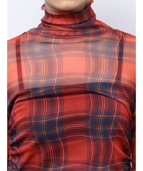 jouetie（ジュエティ）の「チェックパターンギャザーシアートップス（Tシャツ/カットソー・レディース・グリーン/レッド・MEDIUM）」の12枚目の写真