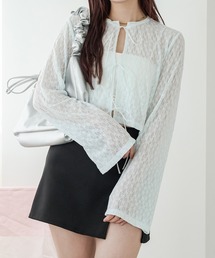sheer lace ribbon tops / シアーレースリボントップス