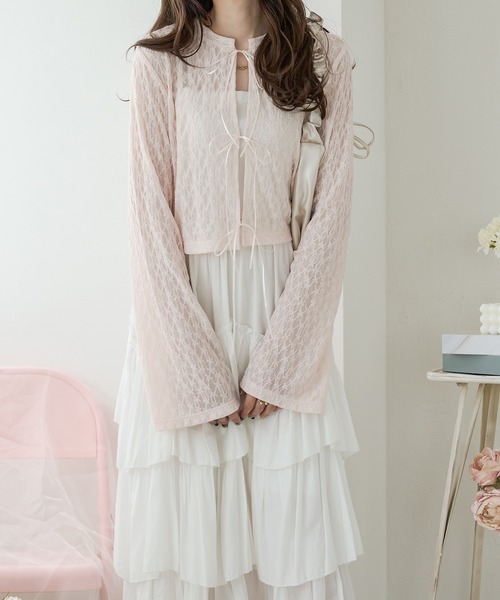 Ambre Neige(アンブルネージュ)の「sheer lace ribbon tops / シアーレースリボントップス(シャツ/ブラウス・レディース・ベビーピンク/ライトブルー/オフホワイト・FREE)」の20枚目の写真
