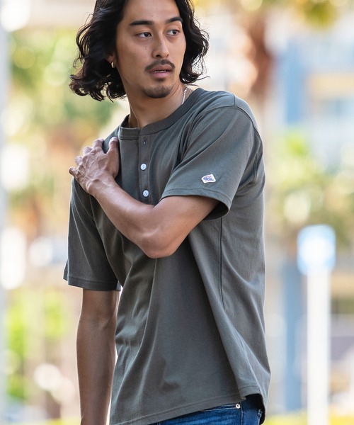 JEMORGAN（ジェーイーモーガン）の「『JEMORGAN LONG JOHNS/ジェーイーモーガンロングジョーンズ』天竺ヘンリーネック半袖T【+】（Tシャツ/カットソー・メンズ・カーキ/ネイビー/ブラック/ホワイト・L/M）」の3枚目の写真