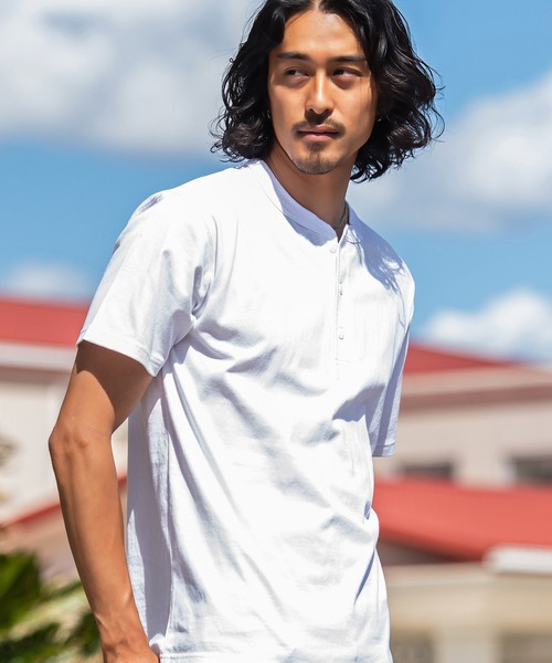 JEMORGAN（ジェーイーモーガン）の「『JEMORGAN LONG JOHNS/ジェーイーモーガンロングジョーンズ』天竺ヘンリーネック半袖T【+】（Tシャツ/カットソー・メンズ・カーキ/ネイビー/ブラック/ホワイト・L/M）」の6枚目の写真