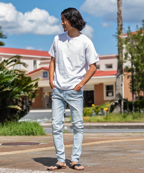 JEMORGAN（ジェーイーモーガン）の「『JEMORGAN LONG JOHNS/ジェーイーモーガンロングジョーンズ』天竺ヘンリーネック半袖T【+】（Tシャツ/カットソー・メンズ・カーキ/ネイビー/ブラック/ホワイト・L/M）」の8枚目の写真