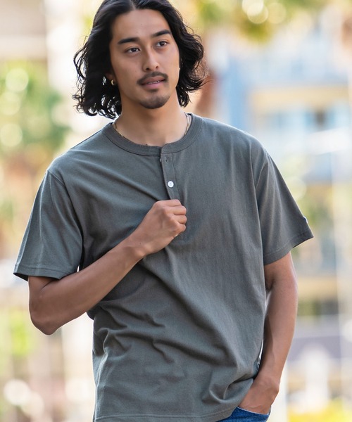 JEMORGAN（ジェーイーモーガン）の「『JEMORGAN LONG JOHNS/ジェーイーモーガンロングジョーンズ』天竺ヘンリーネック半袖T【+】（Tシャツ/カットソー・メンズ・カーキ/ネイビー/ブラック/ホワイト・L/M）」の14枚目の写真