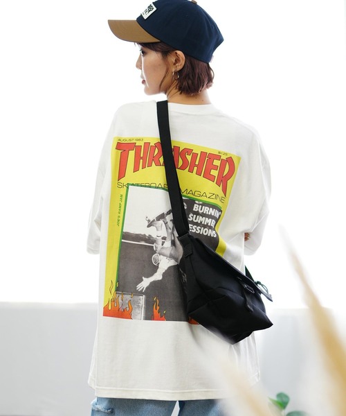 Manhattan Portage(マンハッタンポーテージ)の「THRASHER/スラッシャー×Manhattan Portage/マンハッタンポーテージ コラボTシャツ オーバーサイズ MP-M584(Tシャツ/カットソー・レディース・ブラック/ホワイト・S/M/L/XL)」の15枚目の写真