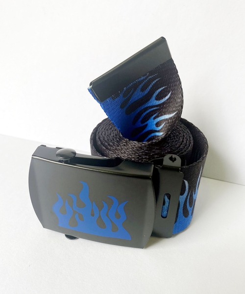 未使用タグ付【プラダ】ガチャベルト 調整可能 ナイロン レザー ブルー