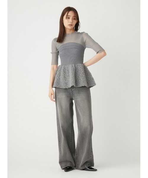 フレイアイディー　シュリンクジャガードペプラムニット fit=scale-down,w=1200