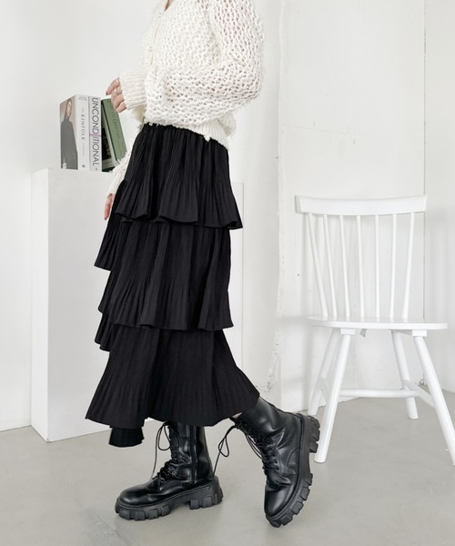 CLEA(クレア)の「ボリュームティアードスカート(スカート・レディース・ホワイト/アイボリー/ブラック/グレー・FREE)」の21枚目の写真