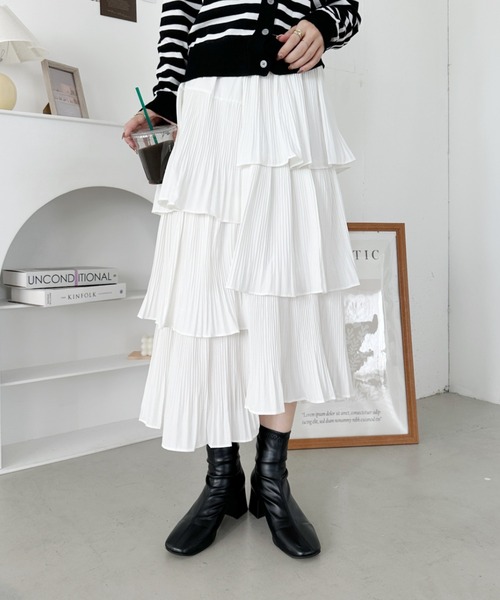 CLEA(クレア)の「ボリュームティアードスカート(スカート・レディース・ホワイト/アイボリー/ブラック/グレー・FREE)」の9枚目の写真