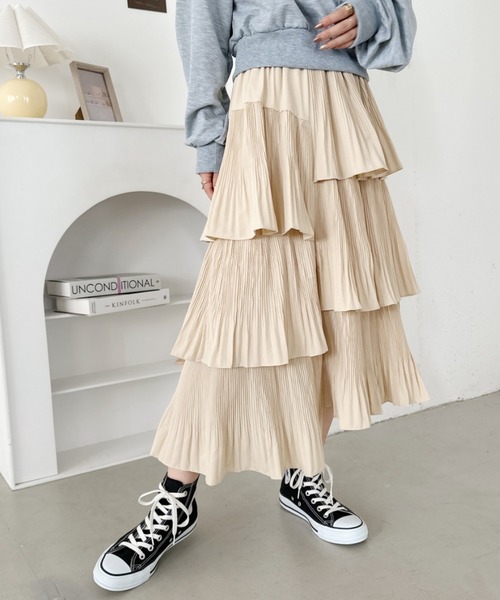 CLEA(クレア)の「ボリュームティアードスカート(スカート・レディース・ホワイト/アイボリー/ブラック/グレー・FREE)」の13枚目の写真