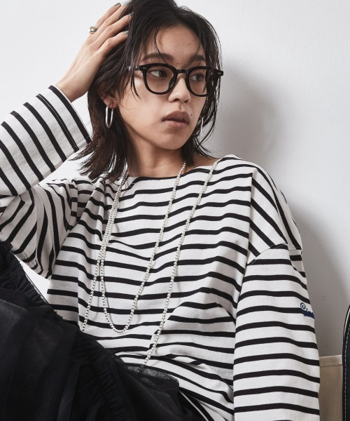 CHIC STYLE（シックスタイル）の「＜大きいサイズ＞綿100％ボーダーカットソープルオーバー シックスタイル　（Tシャツ/カットソー・レディース・ホワイト系/ブルー系/グリーン系・5L/4L/3L/LL/L）」の2枚目の写真