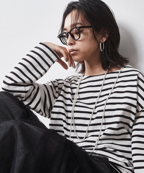 CHIC STYLE（シックスタイル）の「＜大きいサイズ＞綿100％ボーダーカットソープルオーバー シックスタイル　（Tシャツ/カットソー・レディース・ホワイト系/ブルー系/グリーン系・5L/4L/3L/LL/L）」の5枚目の写真