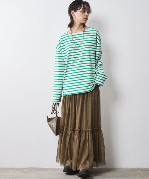 CHIC STYLE（シックスタイル）の「＜大きいサイズ＞綿100％ボーダーカットソープルオーバー シックスタイル　（Tシャツ/カットソー・レディース・ホワイト系/ブルー系/グリーン系・5L/4L/3L/LL/L）」の10枚目の写真