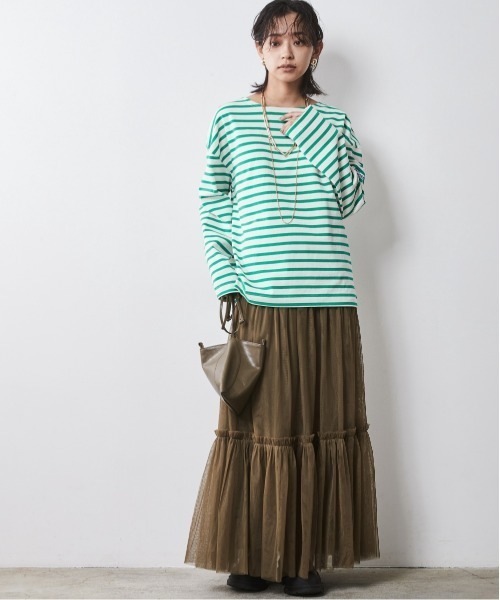 CHIC STYLE（シックスタイル）の「＜大きいサイズ＞綿100％ボーダーカットソープルオーバー シックスタイル　（Tシャツ/カットソー・レディース・ホワイト系/ブルー系/グリーン系・5L/4L/3L/LL/L）」の11枚目の写真