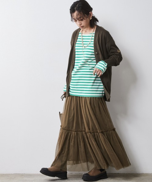 CHIC STYLE（シックスタイル）の「＜大きいサイズ＞綿100％ボーダーカットソープルオーバー シックスタイル　（Tシャツ/カットソー・レディース・ホワイト系/ブルー系/グリーン系・5L/4L/3L/LL/L）」の14枚目の写真