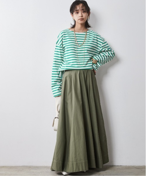 CHIC STYLE（シックスタイル）の「＜大きいサイズ＞綿100％ボーダーカットソープルオーバー シックスタイル　（Tシャツ/カットソー・レディース・ホワイト系/ブルー系/グリーン系・5L/4L/3L/LL/L）」の7枚目の写真