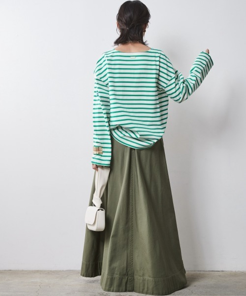 CHIC STYLE（シックスタイル）の「＜大きいサイズ＞綿100％ボーダーカットソープルオーバー シックスタイル　（Tシャツ/カットソー・レディース・ホワイト系/ブルー系/グリーン系・5L/4L/3L/LL/L）」の8枚目の写真