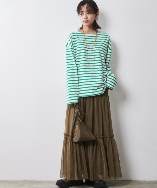 CHIC STYLE（シックスタイル）の「＜大きいサイズ＞綿100％ボーダーカットソープルオーバー シックスタイル　（Tシャツ/カットソー・レディース・ホワイト系/ブルー系/グリーン系・5L/4L/3L/LL/L）」の9枚目の写真