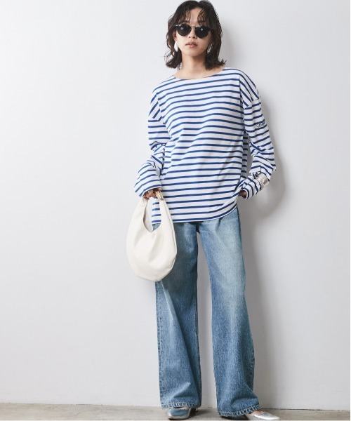 CHIC STYLE（シックスタイル）の「＜大きいサイズ＞綿100％ボーダーカットソープルオーバー シックスタイル　（Tシャツ/カットソー・レディース・ホワイト系/ブルー系/グリーン系・5L/4L/3L/LL/L）」の20枚目の写真