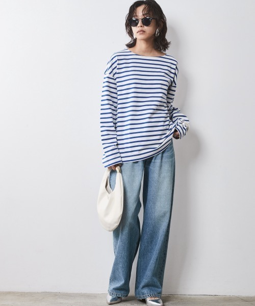 CHIC STYLE（シックスタイル）の「＜大きいサイズ＞綿100％ボーダーカットソープルオーバー シックスタイル　（Tシャツ/カットソー・レディース・ホワイト系/ブルー系/グリーン系・5L/4L/3L/LL/L）」の21枚目の写真