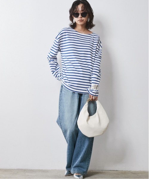 CHIC STYLE（シックスタイル）の「＜大きいサイズ＞綿100％ボーダーカットソープルオーバー シックスタイル　（Tシャツ/カットソー・レディース・ホワイト系/ブルー系/グリーン系・5L/4L/3L/LL/L）」の22枚目の写真