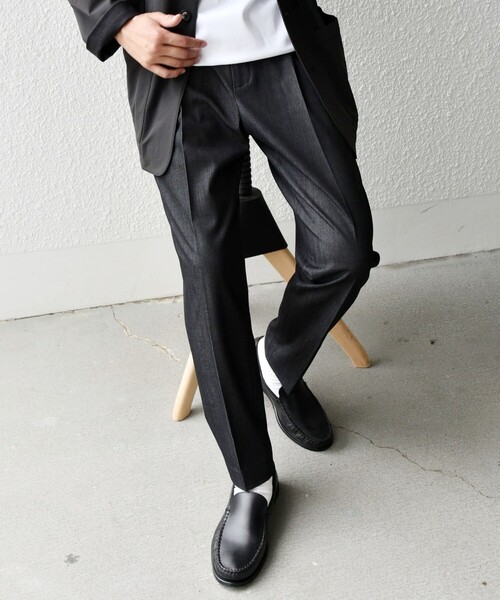 SHIPS any（シップス エニィ）の「SHIPS any: 〈洗濯機可能〉1タック デニムライク テーパードトラウザーズ パンツ◇（デニムパンツ・メンズ・ネイビー/チャコールグレー・X-LARGE/LARGE/MEDIUM/SMALL）」の7枚目の写真