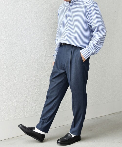 SHIPS any（シップス エニィ）の「SHIPS any: 〈洗濯機可能〉1タック デニムライク テーパードトラウザーズ パンツ◇（デニムパンツ・メンズ・ネイビー/チャコールグレー・X-LARGE/LARGE/MEDIUM/SMALL）」の9枚目の写真