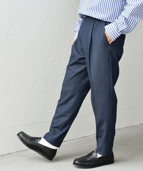 SHIPS any（シップス エニィ）の「SHIPS any: 〈洗濯機可能〉1タック デニムライク テーパードトラウザーズ パンツ◇（デニムパンツ・メンズ・ネイビー/チャコールグレー・X-LARGE/LARGE/MEDIUM/SMALL）」の12枚目の写真