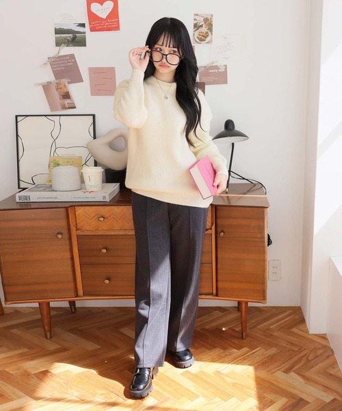 Doula Doula（ドゥーラドゥーラ）の「オーバーサイズリブニット（ニット/セーター・レディース・ブラウン/アイボリー/ブラック・FREE）」の7枚目の写真
