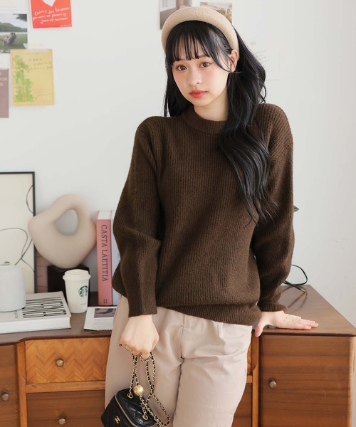Doula Doula（ドゥーラドゥーラ）の「オーバーサイズリブニット（ニット/セーター・レディース・ブラウン/アイボリー/ブラック・FREE）」の10枚目の写真