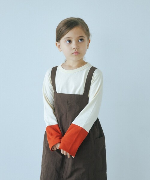 green label relaxing（グリーンレーベルリラクシング）の「TJ 天竺 袖配色 ロングスリーブ / キッズ  100cm-130cm（Tシャツ/カットソー・キッズ・ライラック/ブラック/オフホワイト/ブラウン・100cm/130cm/120cm/110cm）」の2枚目の写真