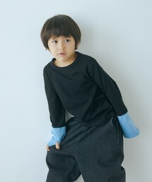 green label relaxing | TJ 天竺 袖配色 ロングスリーブ / キッズ  100cm-130cm(Tシャツ/カットソー)