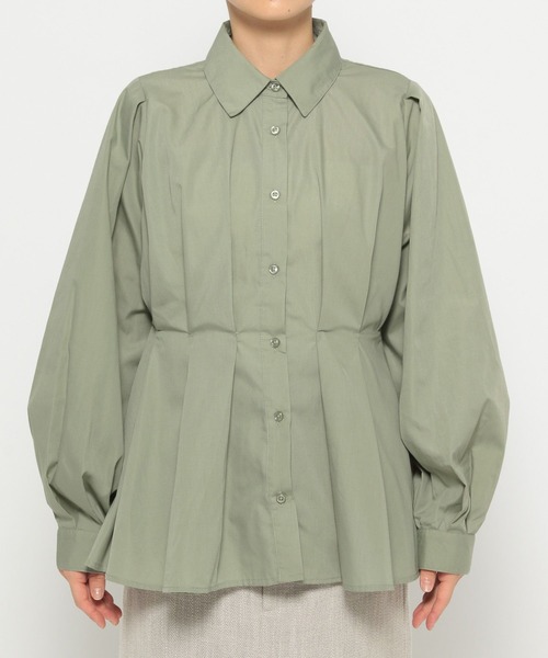 mysty woman（ミスティウーマン）の「ボリュームウエストタックシャツ 144241（シャツ/ブラウス・レディース・ブラック/ライトカーキ/オフホワイト・FREE）」の8枚目の写真