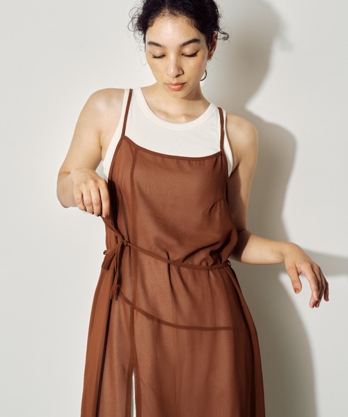 BARRETTA（バレッタ）の「シースルーレイヤードワンピース（ワンピース・レディース・ホワイト/ブラウン/ブラック・FREE）」の4枚目の写真