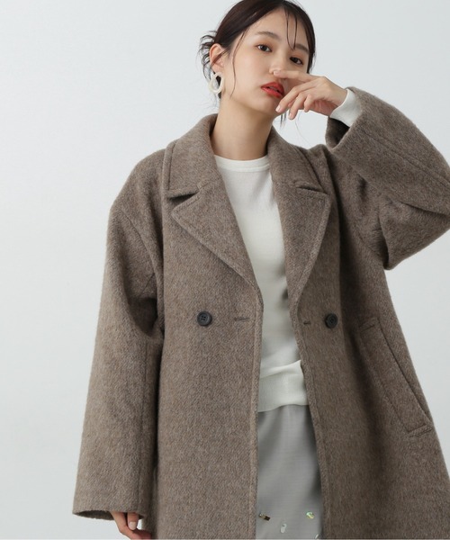 N.（N. Natural Beauty Basic）（エヌエヌナチュラルビューティーベーシック）の「◆ウールシャギーミディコート（ピーコート・レディース・グレー/モカ・MEDIUM/SMALL）」の14枚目の写真