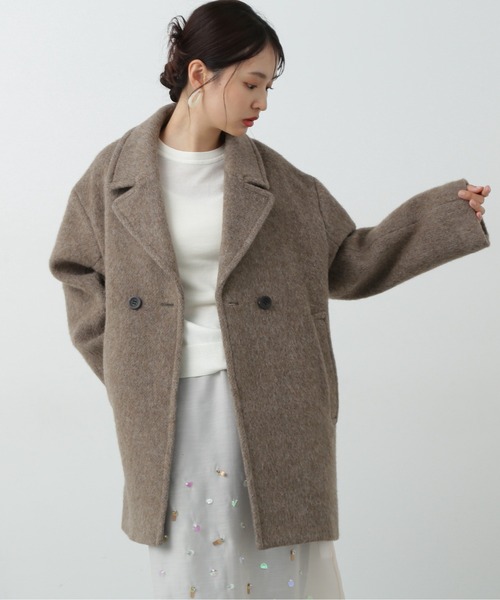 N.（N. Natural Beauty Basic）（エヌエヌナチュラルビューティーベーシック）の「◆ウールシャギーミディコート（ピーコート・レディース・グレー/モカ・MEDIUM/SMALL）」の15枚目の写真