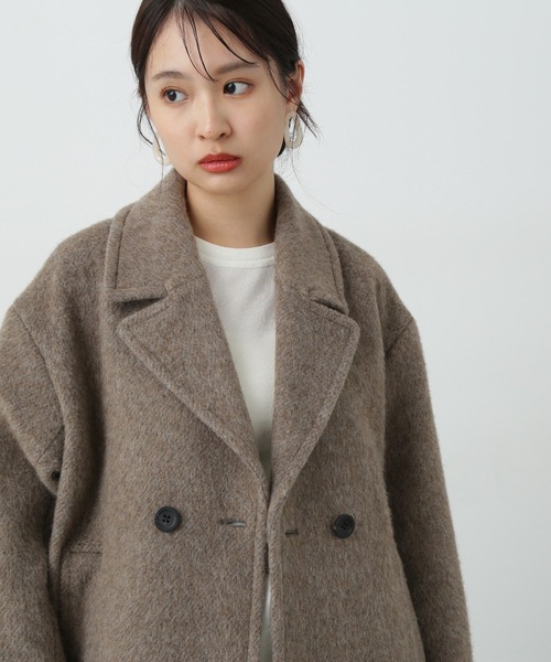 N.（N. Natural Beauty Basic）（エヌエヌナチュラルビューティーベーシック）の「◆ウールシャギーミディコート（ピーコート・レディース・グレー/モカ・MEDIUM/SMALL）」の5枚目の写真