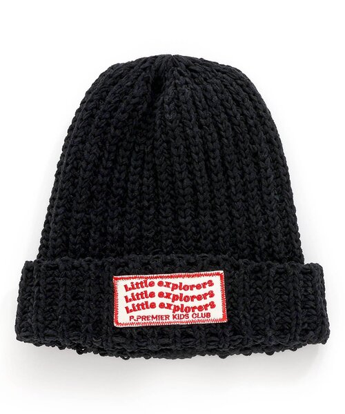 p.premier（ピードットプルミエ）の「ワッペンデザインニット帽（ニットキャップ/ビーニー・キッズ・ブルー/アイボリー/ブラック/ピンク・58/54/50）」の3枚目の写真