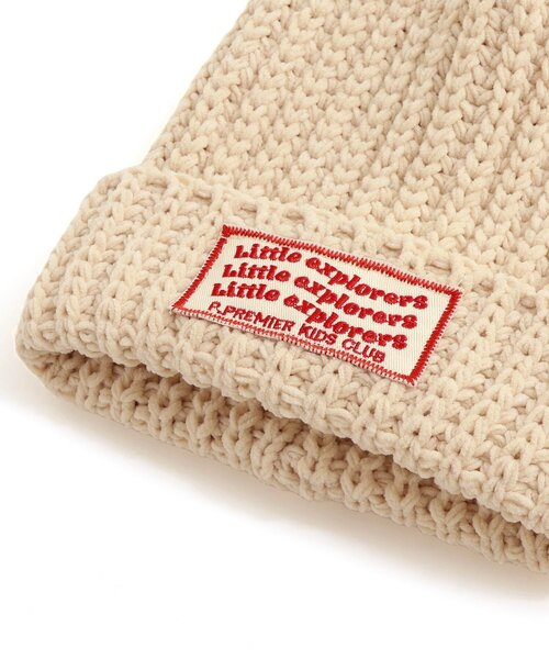 p.premier（ピードットプルミエ）の「ワッペンデザインニット帽（ニットキャップ/ビーニー・キッズ・ブルー/アイボリー/ブラック/ピンク・58/54/50）」の13枚目の写真