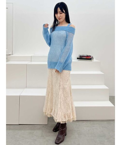 ニット セーター ベビーアルパカオフショルニット レディース セール】ベビーアルパカオフショルニット（ニット/セーター