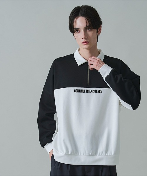 BROWNY(ブラウニー)の「BROWNY/ドルマンポンチハーフZIPプルオーバー(スウェット・メンズ・ブルー/ブラック/ダークグレー・LARGE/MEDIUM)」の2枚目の写真