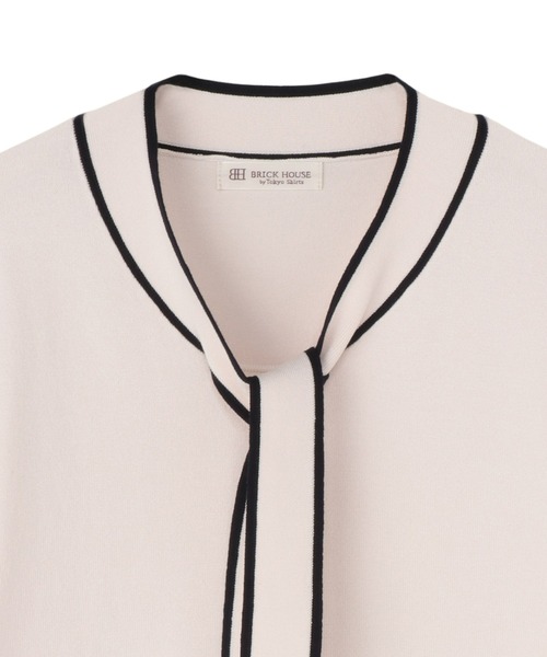 TOKYO SHIRTS（トウキョウシャツ）の「配色ボウタイプルオーバー レディース（ニット/セーター・レディース・グレー/オフホワイト/ネイビー・M/L/LL）」の5枚目の写真