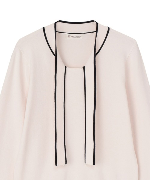 TOKYO SHIRTS（トウキョウシャツ）の「配色ボウタイプルオーバー レディース（ニット/セーター・レディース・グレー/オフホワイト/ネイビー・M/L/LL）」の6枚目の写真