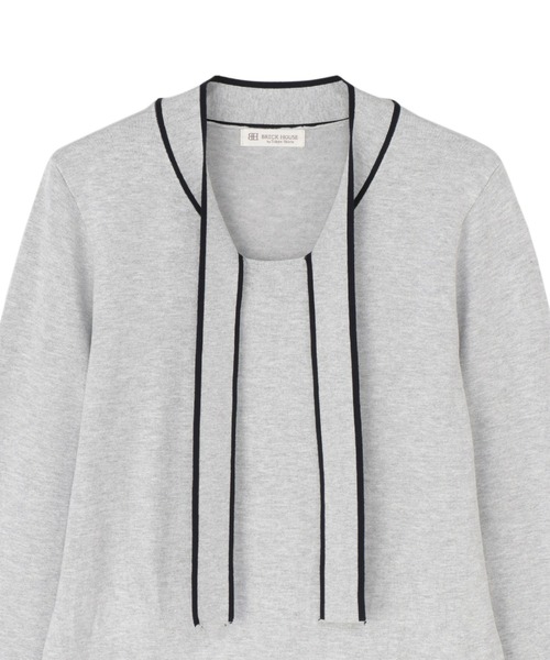 TOKYO SHIRTS（トウキョウシャツ）の「配色ボウタイプルオーバー レディース（ニット/セーター・レディース・グレー/オフホワイト/ネイビー・M/L/LL）」の11枚目の写真