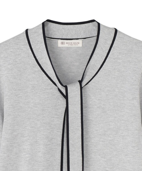 TOKYO SHIRTS（トウキョウシャツ）の「配色ボウタイプルオーバー レディース（ニット/セーター・レディース・グレー/オフホワイト/ネイビー・M/L/LL）」の10枚目の写真