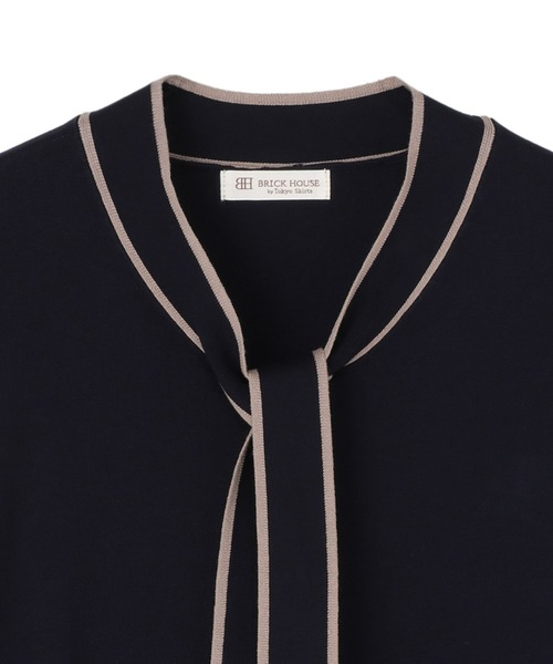 TOKYO SHIRTS（トウキョウシャツ）の「配色ボウタイプルオーバー レディース（ニット/セーター・レディース・グレー/オフホワイト/ネイビー・M/L/LL）」の15枚目の写真