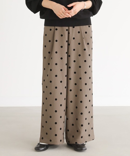 n'OrLABEL（ノアールレーベル）の「『フロッキードットワイドパンツ』（その他パンツ・レディース・チャコール/モカ・2/1）」の2枚目の写真