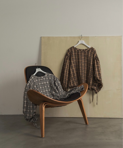 I_am（アイアム）の「drawstring block tops / ドローストリングブロックトップス（Tシャツ/カットソー・レディース・ブラック/キャメル・FREE）」の7枚目の写真